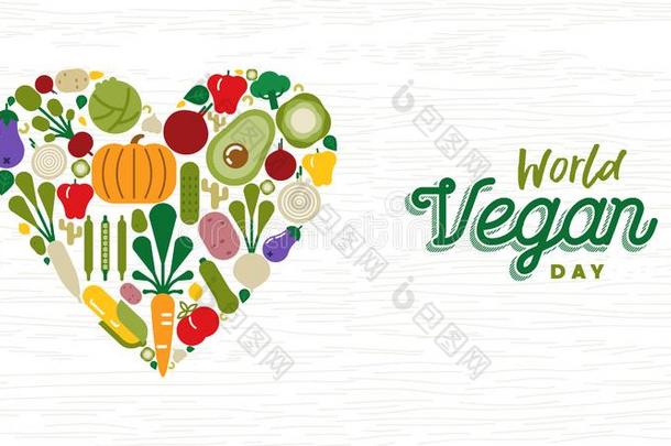 世界严格的素食主义者一天卡片和蔬菜偶像