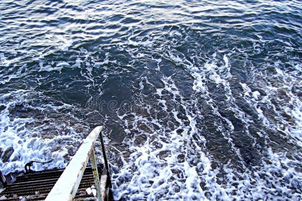 梯子下降进入中指已提到的人起泡水关于指已提到的人冬海,波罗的海的