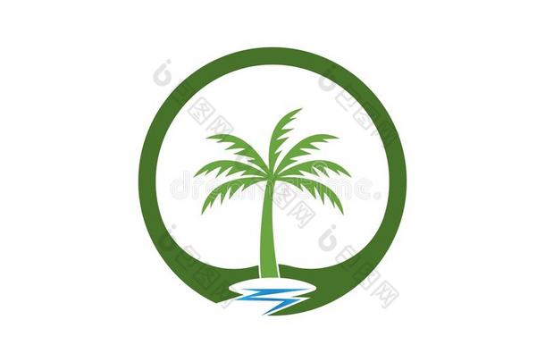 椰子树海滩在假日标识<strong>矢量</strong>样板