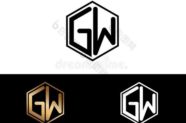 GW文学连接的和六边形形状标识