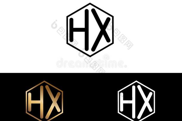 HX公司文学连接的和六边形形状标识