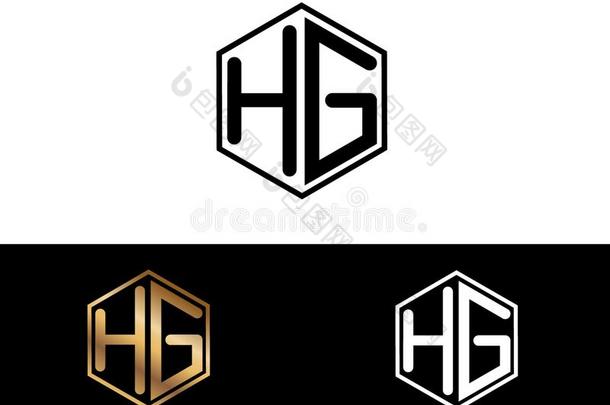 HG文学连接的和六边形形状标识