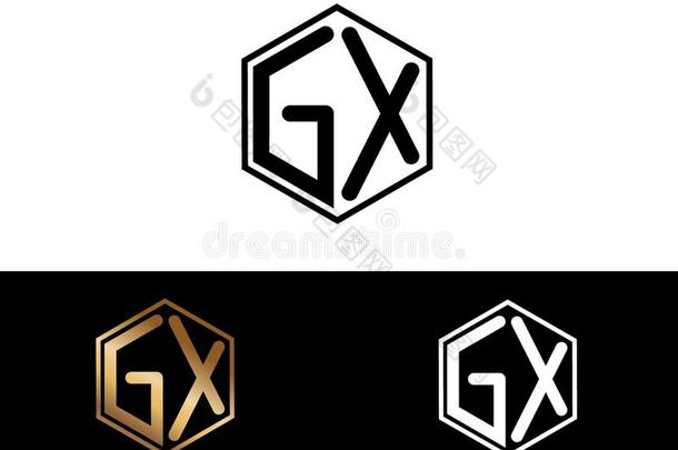 GX文学连接的和六边形形状标识