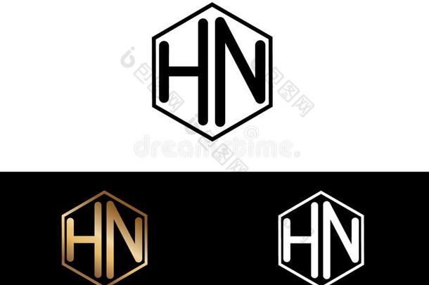 hn公司文学连接的和六边形形状标识