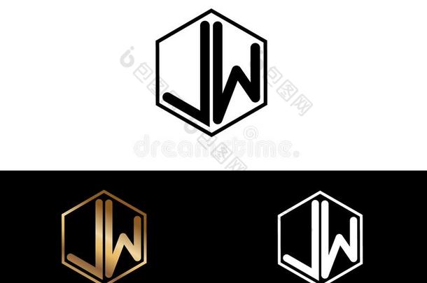 JW公司文学连接的和六边形形状标识