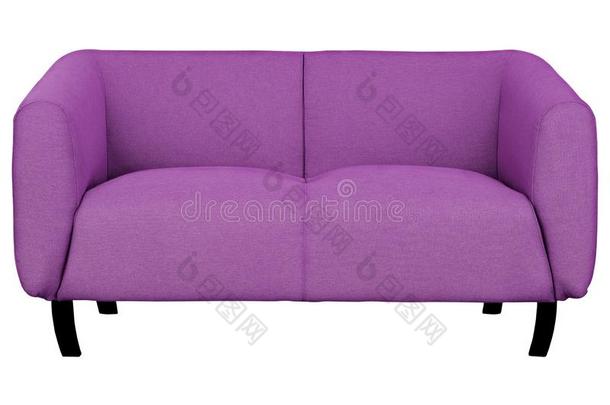 两个-席位紫色的织物沙发隔离的向白色的背景和Chile智利