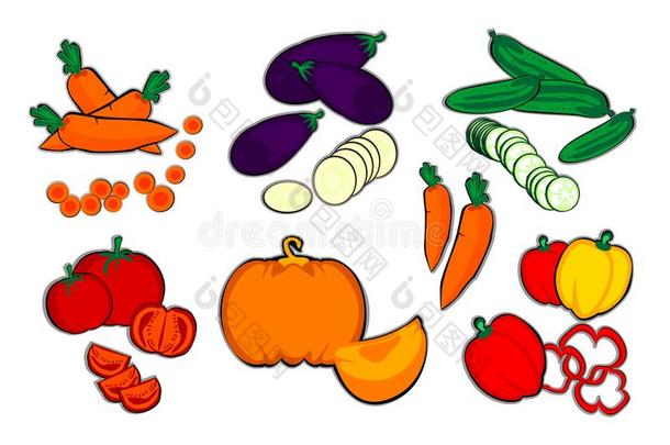 蔬菜,胡萝卜,茄子,黄瓜,番茄,南瓜,红辣椒