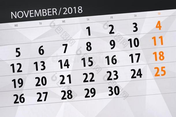 日历计划者为指已提到的人月,最后期限一天关于指已提到的人一星期2018不