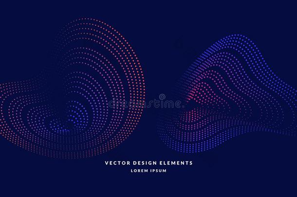 矢量抽象的背景和动态的波,线条和微粒