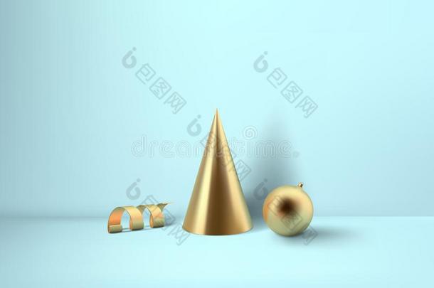 抽象的有光泽的圣诞节decprations.金色的卷金属的螺旋体属