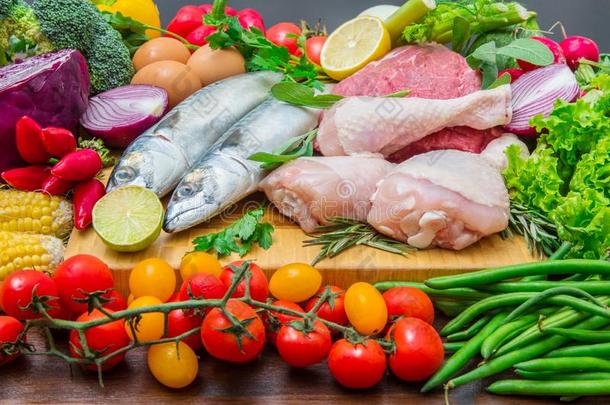 地中海的日常饮食和鱼,肉和蔬菜