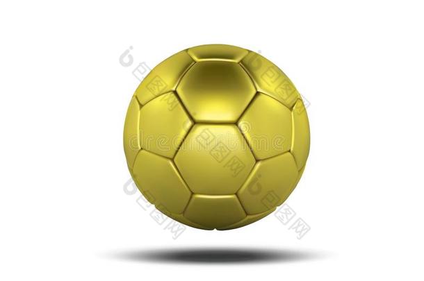 金色的足球球隔离的向白色的背景.金色的foot球