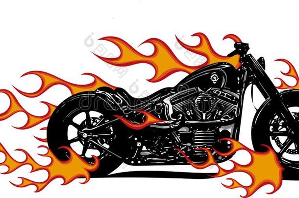 戏剧的燃烧的摩托车吞没采用凶猛的激烈的桔子诡计