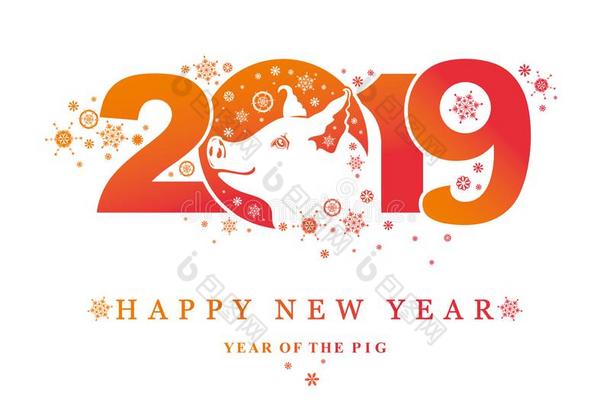 猪2019.幸福的新的年!年关于指已提到的人猪.