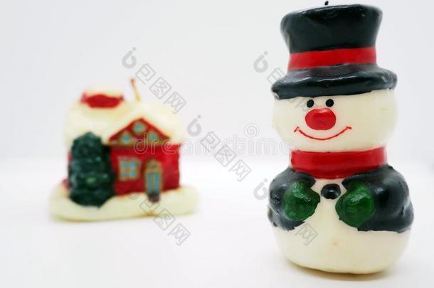 圣诞节装饰,小的雪人和c和le房屋