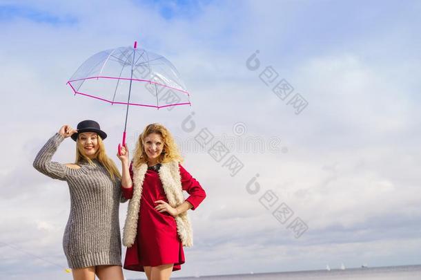 两个<strong>流行</strong>的女人和<strong>雨</strong>伞