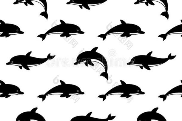 海豚无缝的模式鱼说明鲨鱼鲸鱼鳍围巾