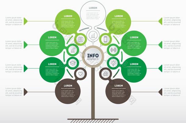 垂直的信息图表或时间轴.树关于发展和格朗特