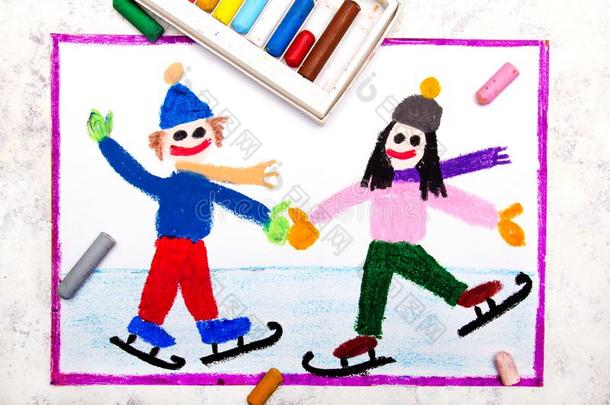 绘画:微笑的孩子们是冰溜冰向指已提到的人冰溜冰场
