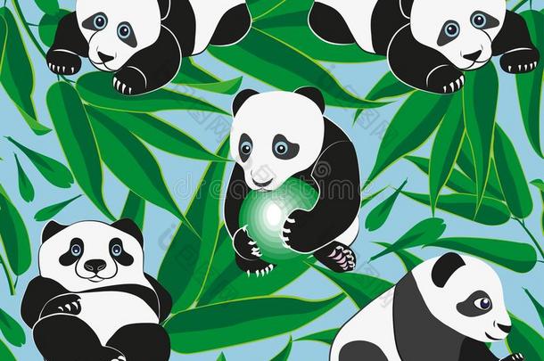 有趣的熊猫向指已提到的人背景关于指已提到的人竹子树枝.模式.