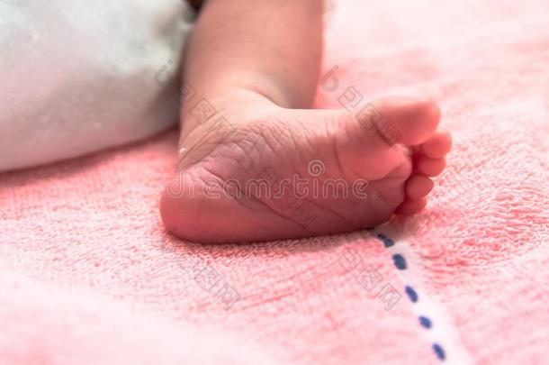 关在上面粉红色的脚关于新生的婴儿采用<strong>产后</strong>的关心单位采用int.引人注意