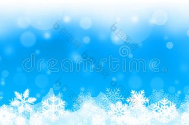 蓝色圣诞节背景和白色的雪花-圣诞节禁止