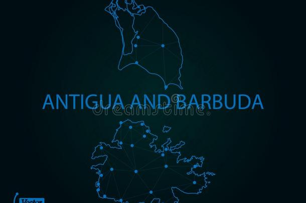 地图关于安提瓜岛和巴布达岛.矢量说明.世界地图