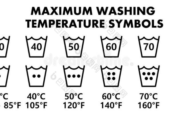 洗衣店洗涤象征,偶像为最大值的温度,洗长嘴硬鳞鱼