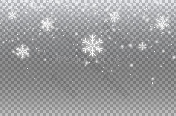雪.矢量透明的现实的雪背景.圣诞节一