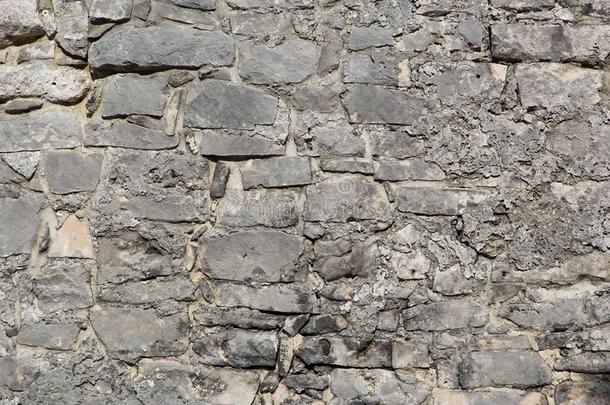 碎片关于一一cient石头墙关于灰色颜色.