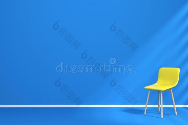 黄色的<strong>沙发椅子</strong>采用蓝色房间采用terior设计
