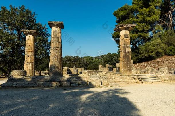 考古学的地点关于希腊Peloponnesus半岛西部的平原-看法关于庙关于high-<strong>ex</strong>plosiverocketassiste
