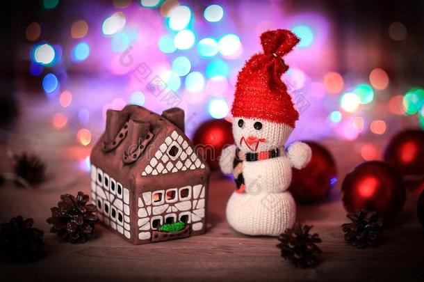玩具<strong>雪人</strong>和姜饼房屋在指已提到的人圣诞节表