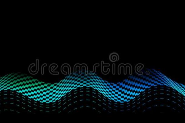 矢量抽象的背景和蓝色波浪向黑的背景.英语字母表的第5个字母