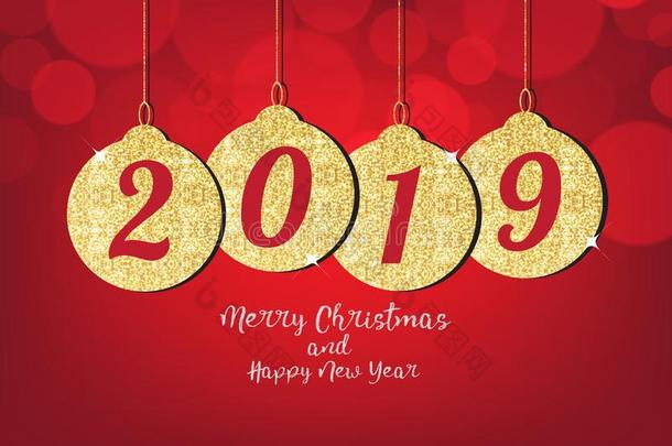 愉快的<strong>圣诞</strong>节和幸福的新的年绞死2019数字闪烁英语字母表的第2个字母