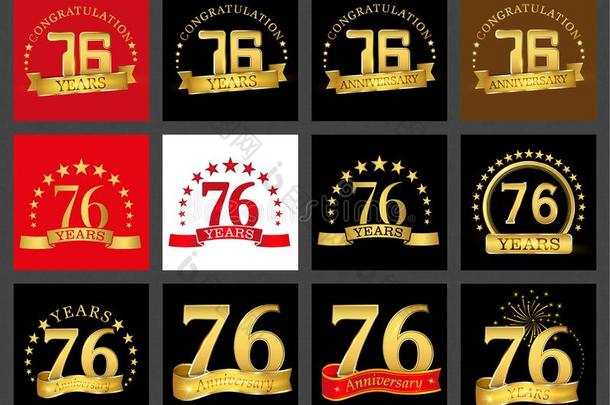 放置关于数字<strong>七</strong>十-六76年庆祝设计.周年纪念