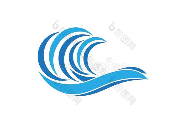 波关于海或洋波,蓝色水,溅起和<strong>大风</strong>,vect或