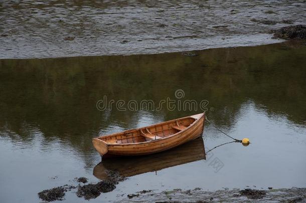木制的划艇采用浅的海域