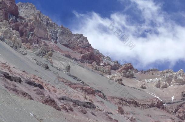 阿根廷-著名的山峰-徒步旅行采用中心安第斯山脉-山峰就像