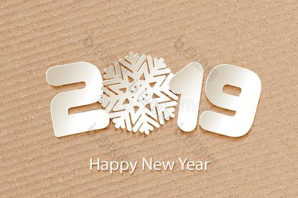 矢量幸福的新的年<strong>2019</strong>背景和纸剪辑