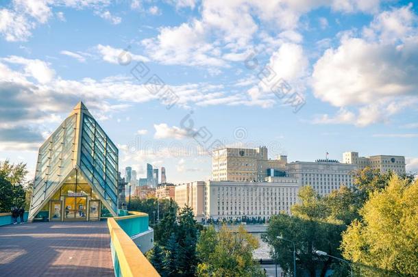 莫斯科城市风光照片.俄国的部关于国防部,莫斯科城市datainputbus数据输入总线