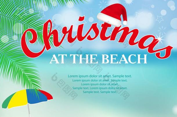圣诞节在指已提到的人海滩横幅或<strong>海报</strong>seash或e风景.vacuolatingcytotoxinA空泡<strong>细胞</strong>毒素A