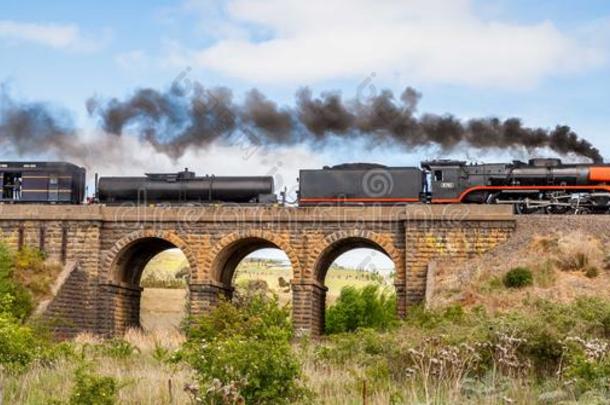 蒸汽火车旅行的越过老的硫酸铜桥,桑伯里,维克托