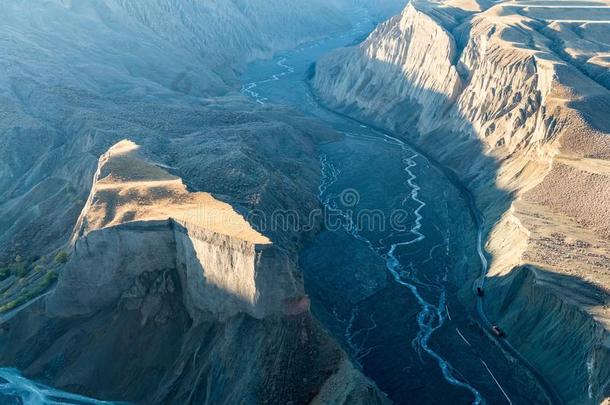新疆安吉海宏大的峡谷特写镜头
