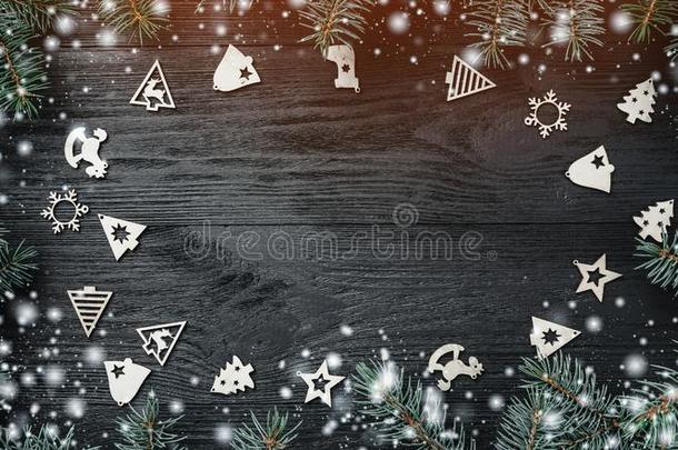 圣诞节招呼卡片和光和雪影响.空间为文本,我