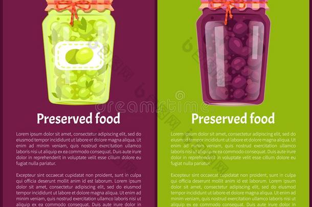 防腐的食物海报罐装的李子和绿色的橄榄