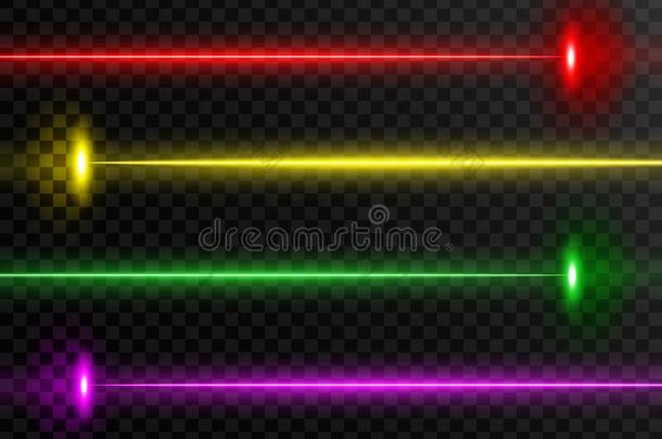 激光梁放置.富有色彩的激光梁收集隔离的向反式