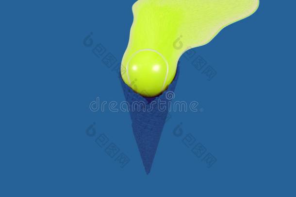 冰乳霜圆锥体和网球球向明亮的<strong>蓝色</strong>背景.半音符