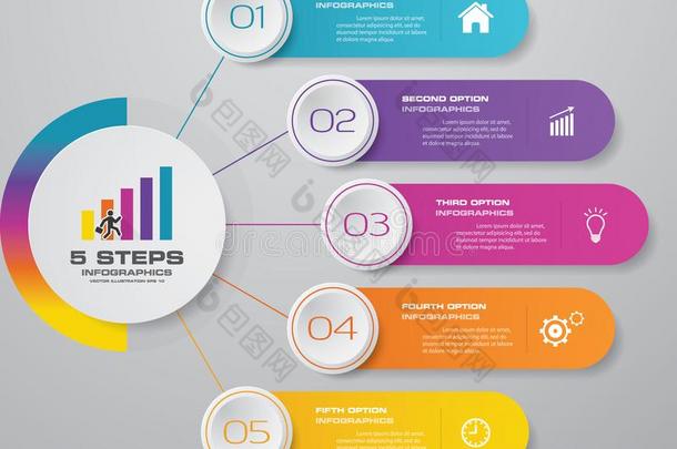 5级别简单的&可编辑的过程图表信息图表元素.