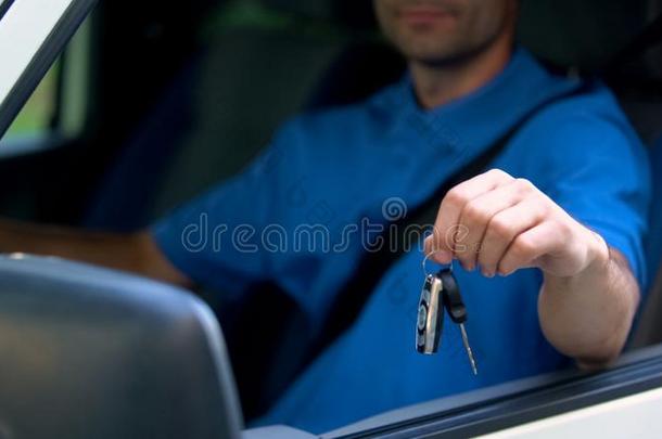 汽车驾驶员展映汽车钥匙,购买和租金关于传送器